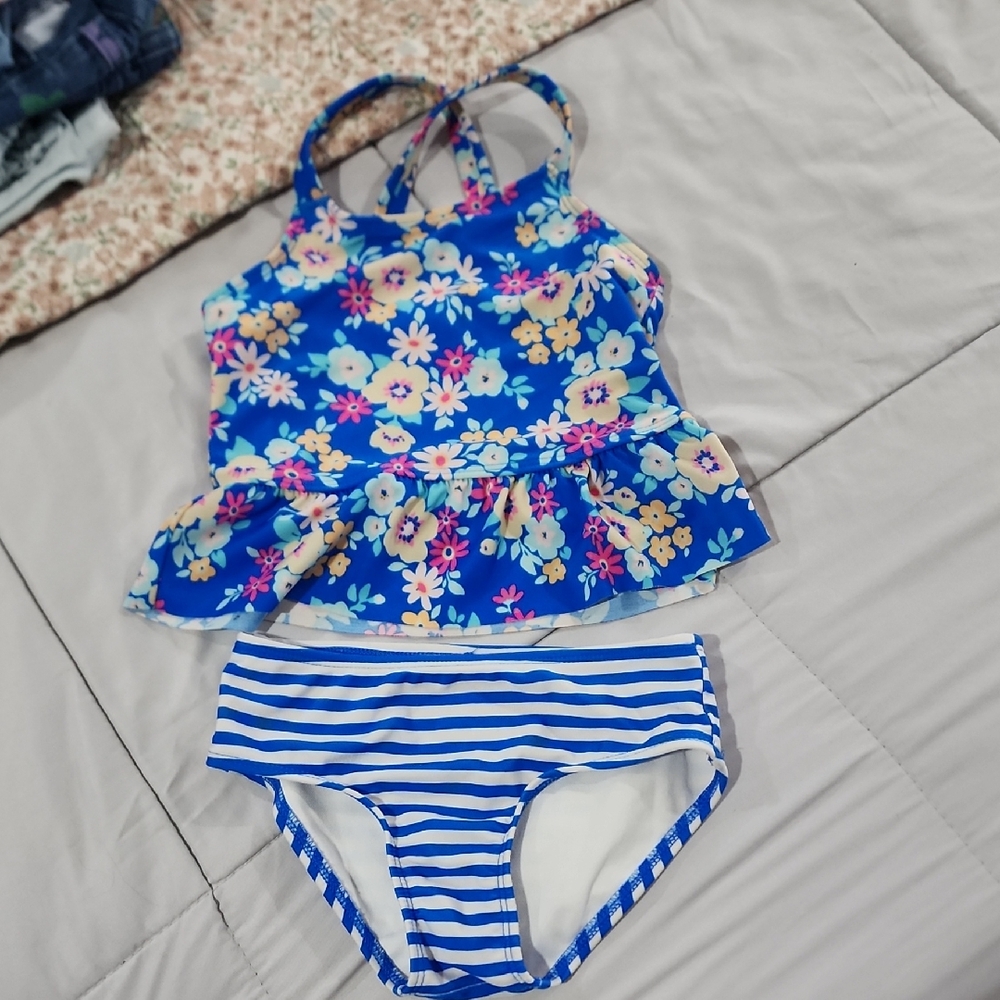 Floral Blue Tankini Set